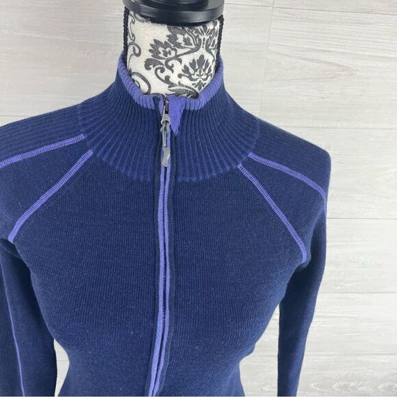 Athleta Giant Slalom Full Zipper Embroidered Back Wool Blend Sweater Jacket - Picture 4 of 10